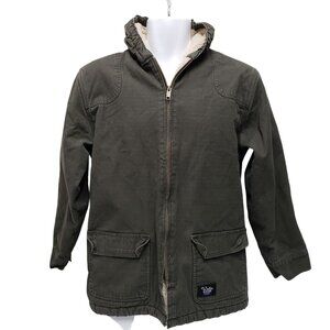 Walls Blizzard Pruf Army Green Canvas Sherpa Lined Coat Size Youth XL 16/18